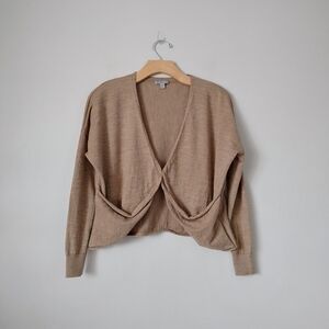 COS Knit Wrap Cardigan Sweater Wool Size XS Heathered Tan